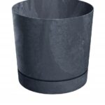 Doniczka Tubo BETON EFFECT z podstawkiem antracyt